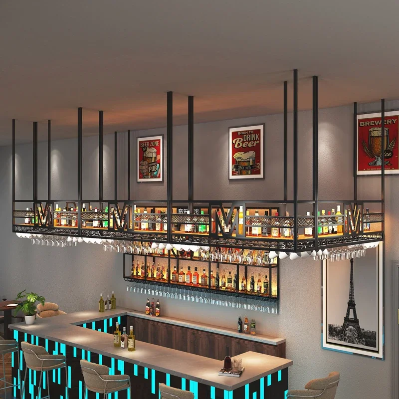 

Storage Display Wine Rack Wall Bar Commercial Kitchen Lighted Designer Shelves Accesories Placards Ouverts Bar Cabinet Furniture