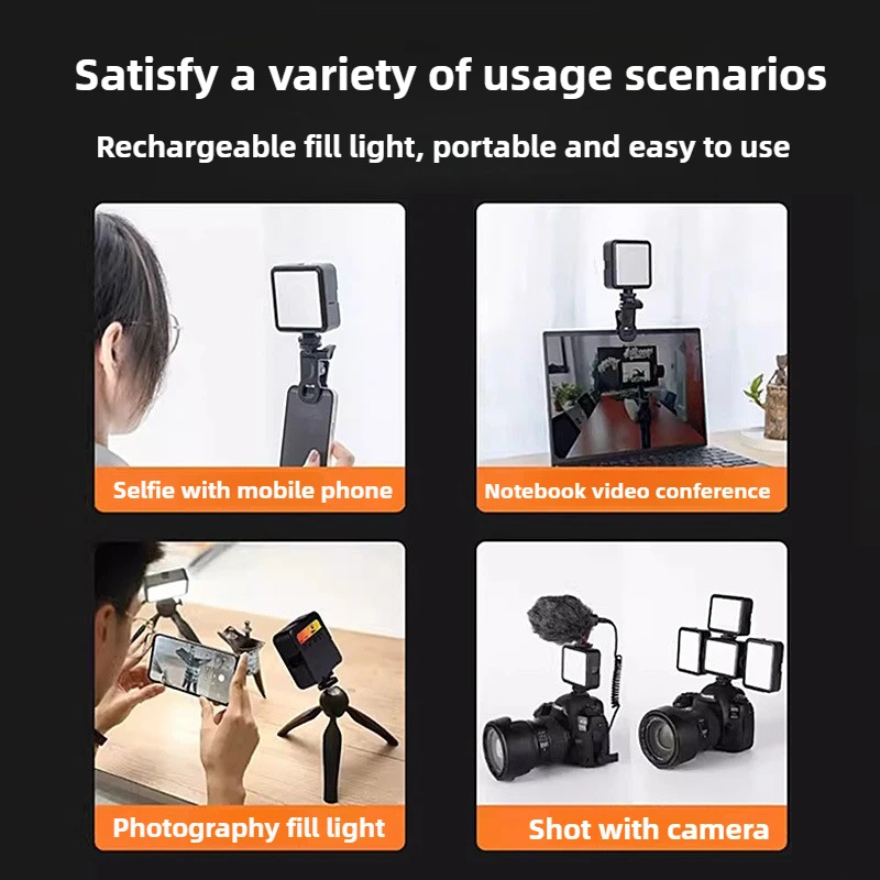 Luz LED portátil para selfies, para iPhone, Samsung, iPad, teléfonos celulares, computadoras portátiles, con clip, anillo de luz, flash, lámpara de relleno para fotos y videos.