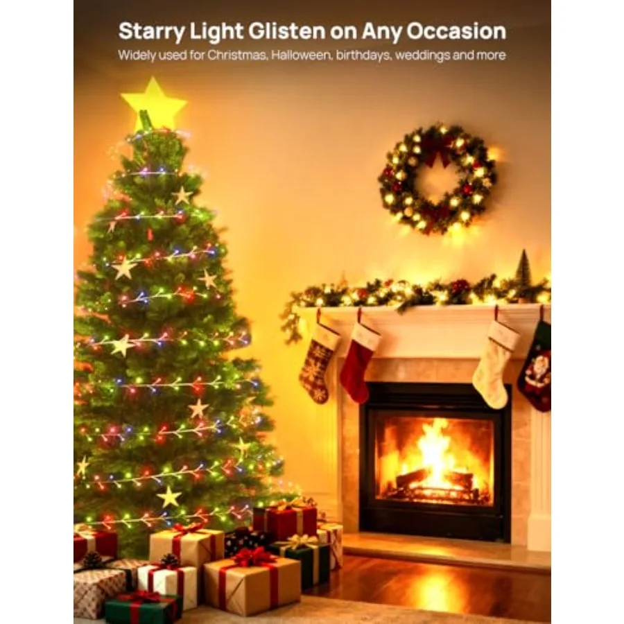 LED Fairy Lights USB Powered String Lights 33Feet 400 LED Multicolor Firecracker Cluster Twinkle Light with Remote Waterproof W