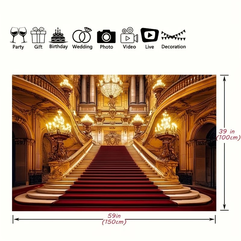 Red Carpet Palace Hollywood Ball decorated Beauty and the Beast Gorgeous Castle European birthday photography background banner