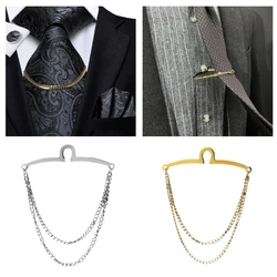 Men Vintage Tie Clip Shirt Chain Buckle Metal Tie Chain Jewelry Business Banquet Wedding Formal Necktie Cravat Collar Buckle