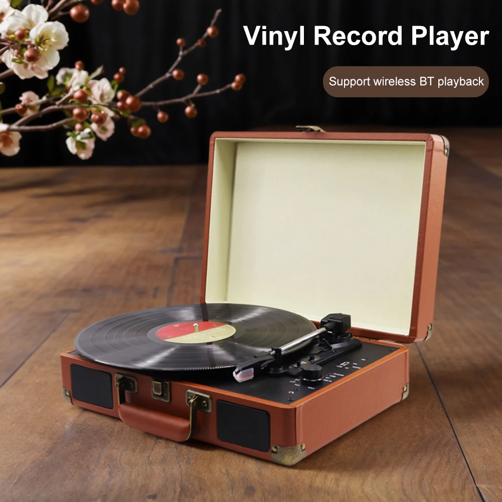 Vinyl Record Player 3-Speed Bluetooth Vintage Turntable Nostalgic Record Player with Speakers Phonograph Record Player for Home