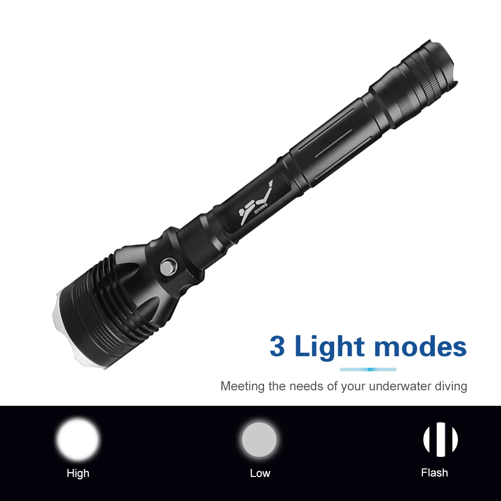 Asafee 80M Underwater Scuba Torch P70 LED 4000LM Diving Flashlight Magnetic Switch IPX8 Waterproof Lamp Amphibious