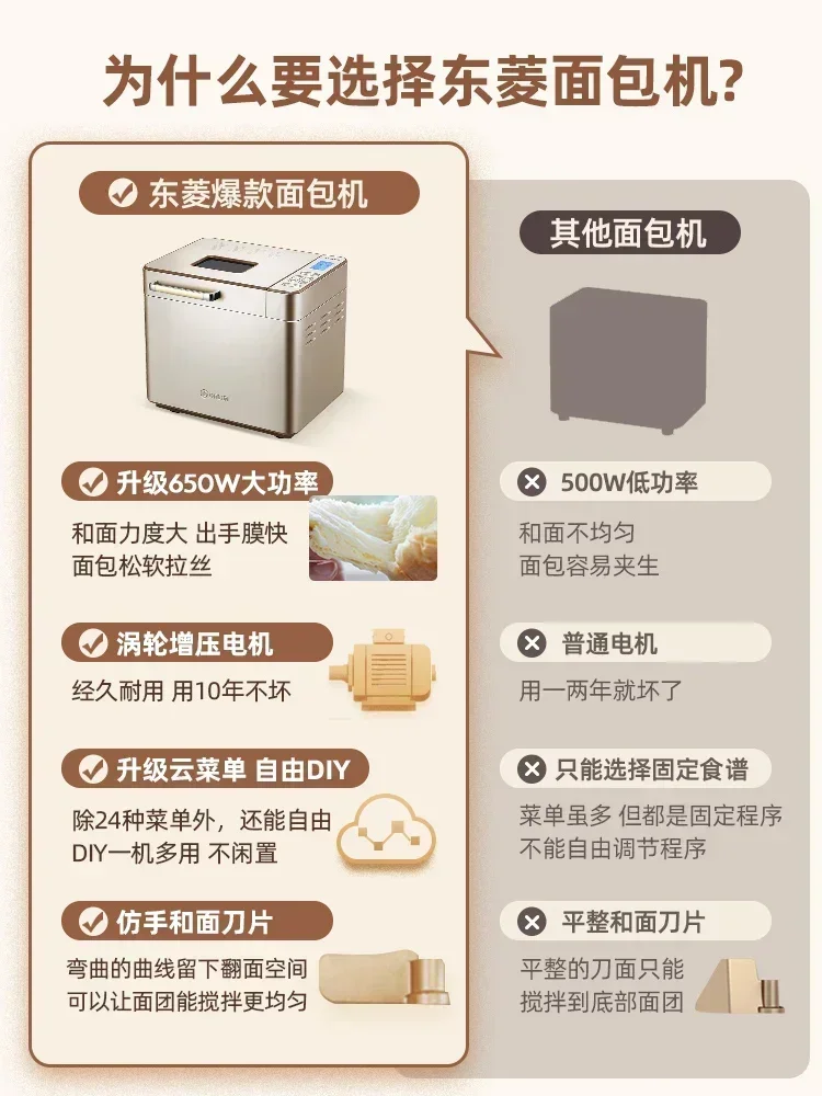 Donlim Bread Machine - Small Home Use Bun Maker with Automatic Dough Fermentation and Meat Muffin Function.