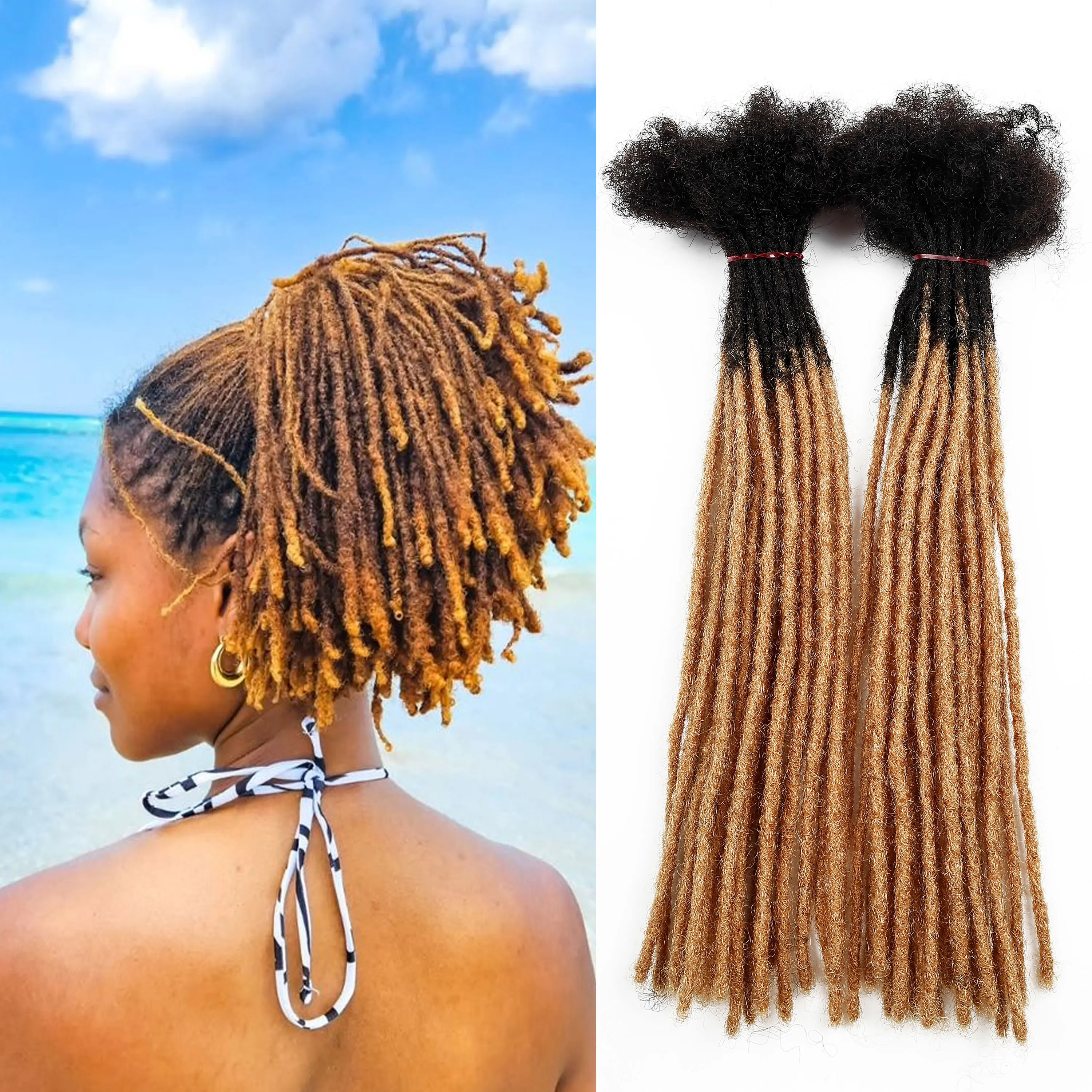 Hot Sale 20pcs/pack 0.6cm Thickness Locks Cheveux Naturel Dreads Hair #1b/27 Dreadlocks Loc Extensions Human Hair Dreads Locks
