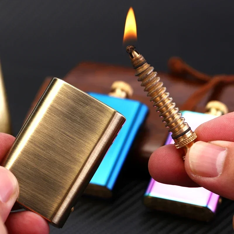 New Retro Pure Copper Match Kerosene Lighter Pull-out Ignition Lighter Cigarette Tool Men's Gift Outdoor Ignition Tool