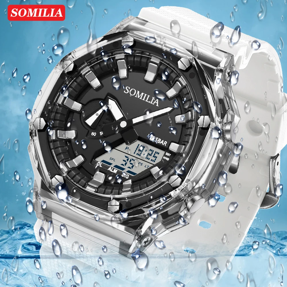 SOMILIA S3341 Men's Electronic Watch Style Digital Sports Countdown Stopwatch Waterproof LED Light Men's Electronic Watch