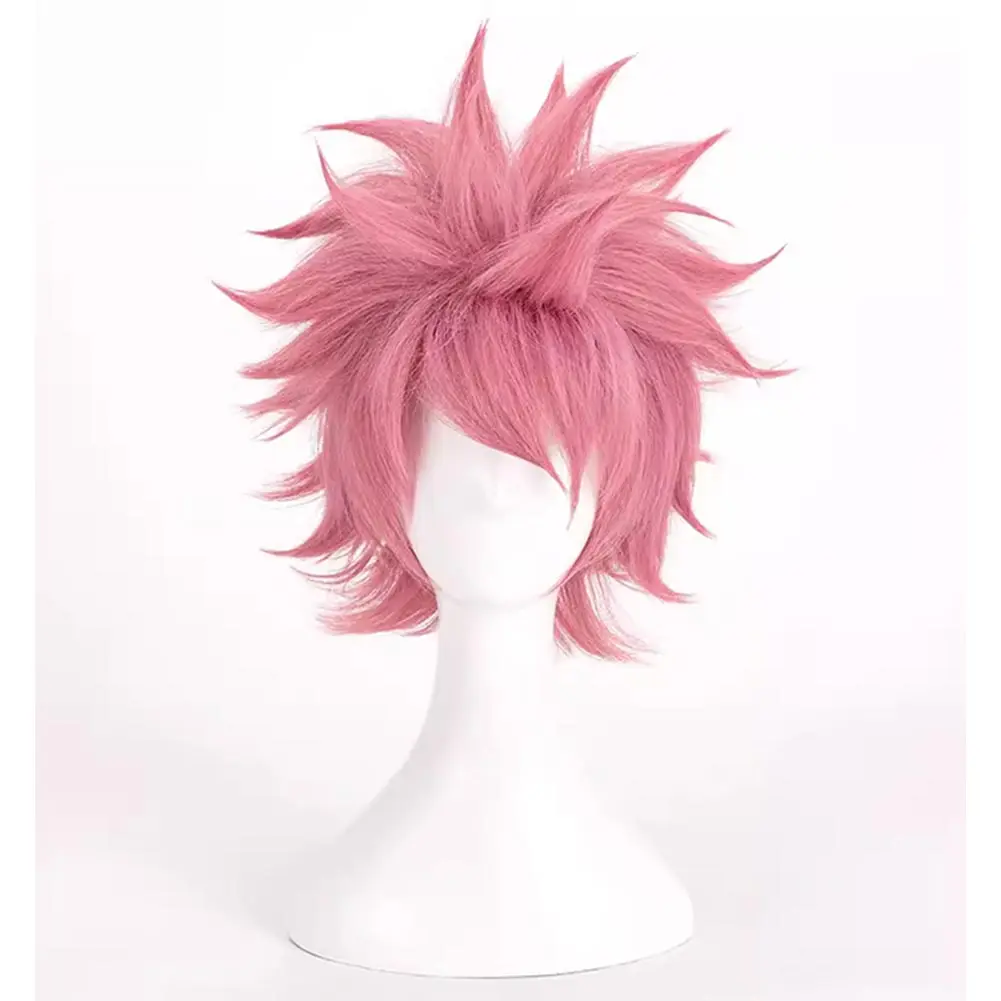 Natsu-Perruque Cosplay Anime Rose pour Hommes, Degré de Chaleur, Cheveux Synthétiques, Accessoires de Costume, Perruques de ixd'Halloween