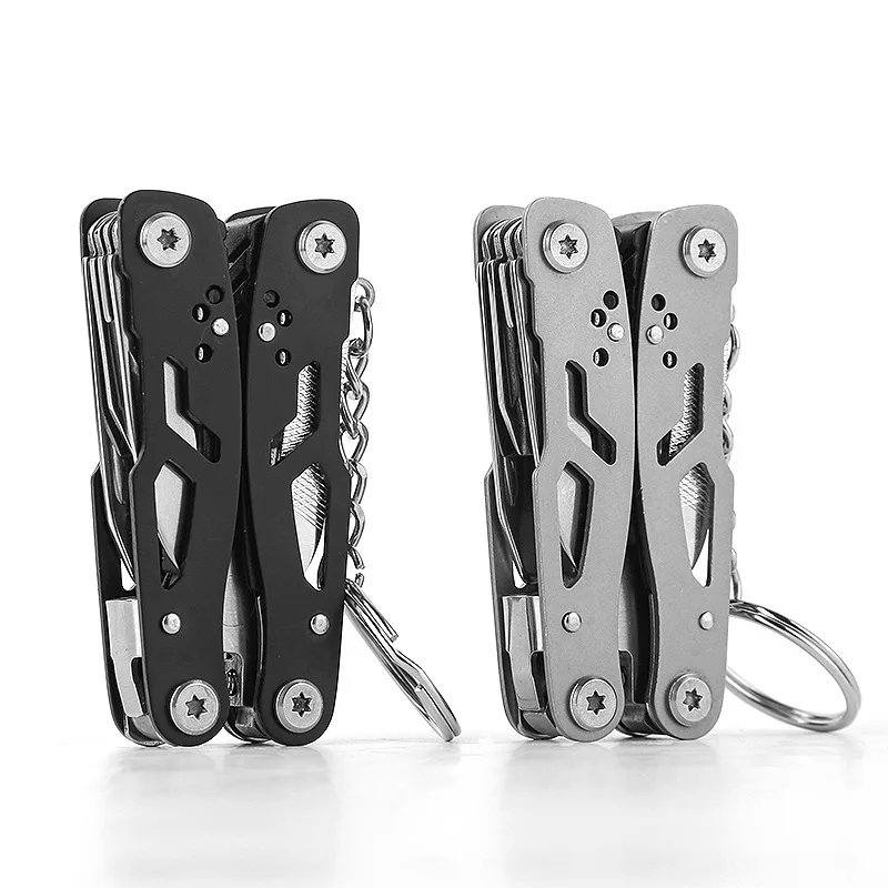 Versatile Stainless Steel Folding Pliers with Pocket Knife, a Mini Portable Outdoor Camping Multitool Keychain