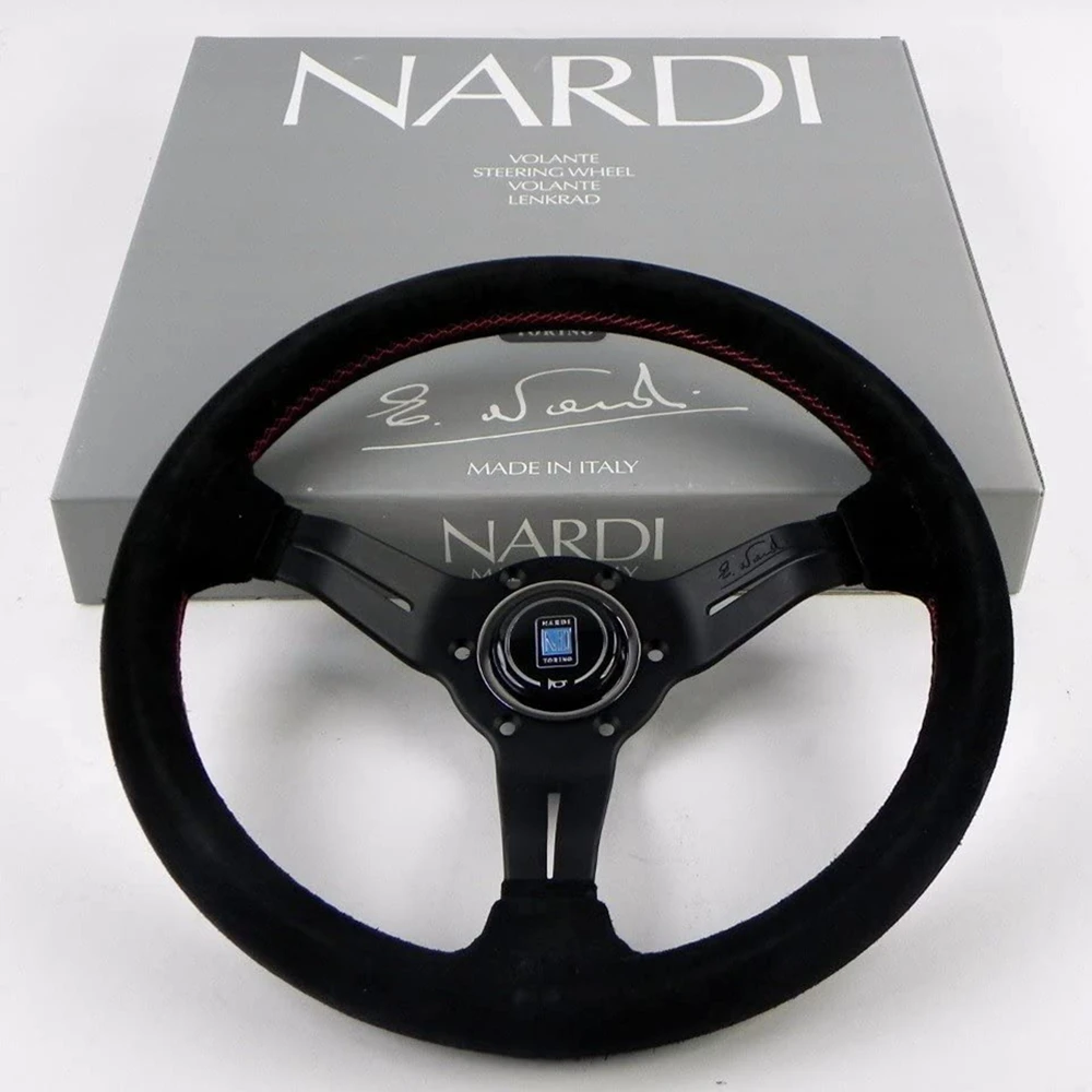 

350MM Universal Drift Racing Car Nardi Steering Wheel Suede Leather JDM Steering Wheel Volantes For VW HONDA TOYOTA BMW Nissan