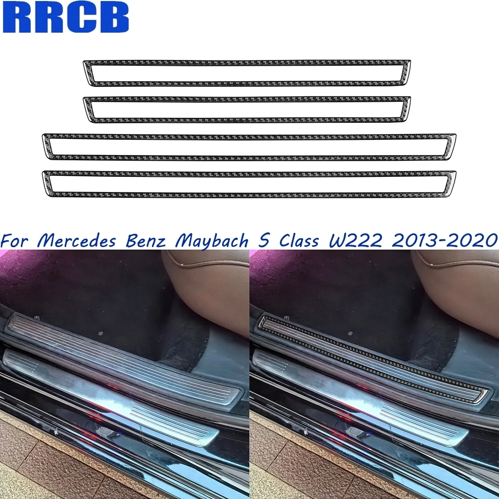 

For Mercedes Benz Maybach S Class W222 2013-2020 Door Sill Threshold Bar Trim Carbon Fiber Interior Sticker Trim Car Accessories