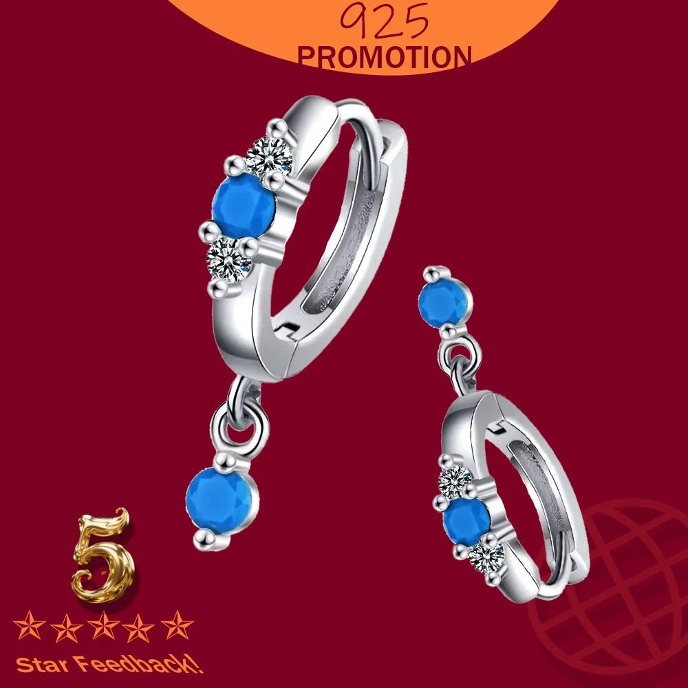 

Stamp 925 Sterling Silver Vintage Natural Turquoise Drop Earrings Solid Luxury Trendy Earring For Women Jewelry