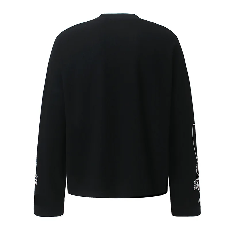 Rivet Style Hip Hop Streetwear T shirts Long Sleeves Oversized Casual Top Tees For Male Black
