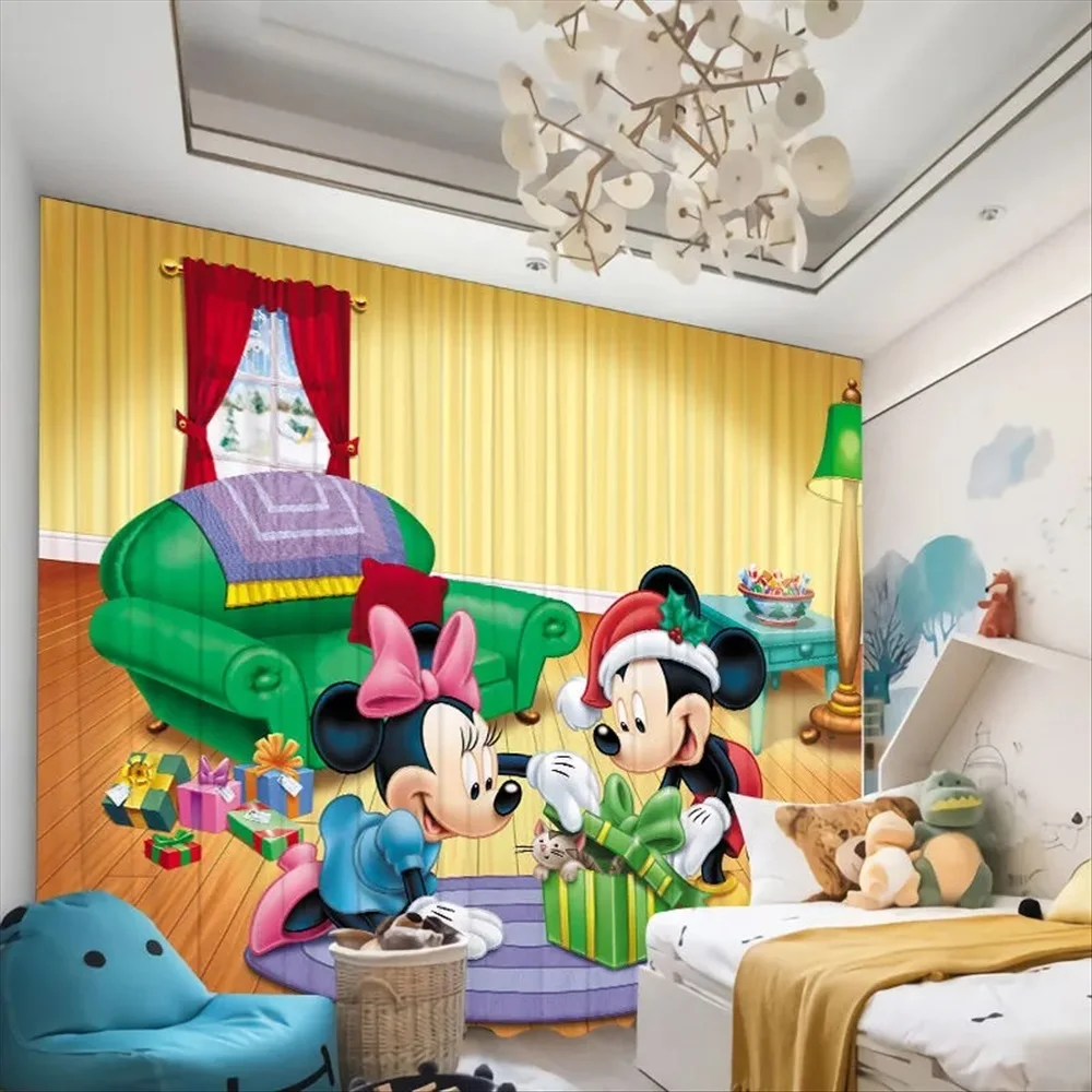 3D Print Blackout Curtains Home Decoration Custom Window Drapes Disney Cartoon Mickey Minnie Mouse Shading Curtain for Bedroom