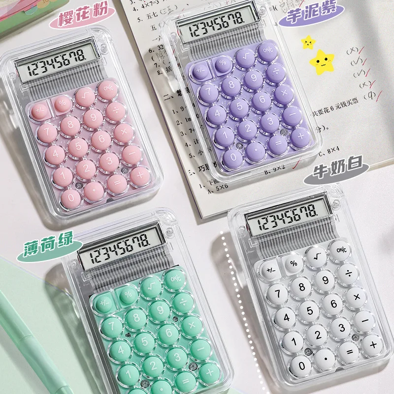 Mini Transparent candy color Calculator Portable Calculator  8 Digits LCD Electronic Home Office calculator School Stationery