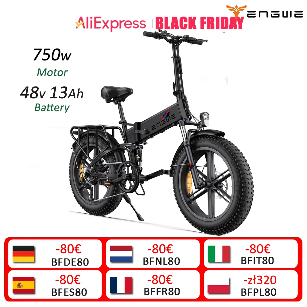 ENGWE Foldable electric bike 250W ebike 20 inch off-road big tire 48V 13Ah battery 25 KM/H Suspension ENGINE ENGINE X