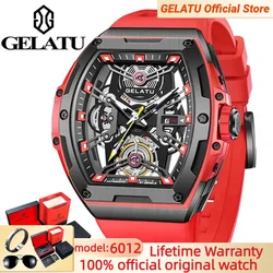 GELATU Men's Watches Top Brand Skeleton Automatic Mechanical Watch for Man Sapphire Mirror Waterproof Luminous Male Wrist Watch