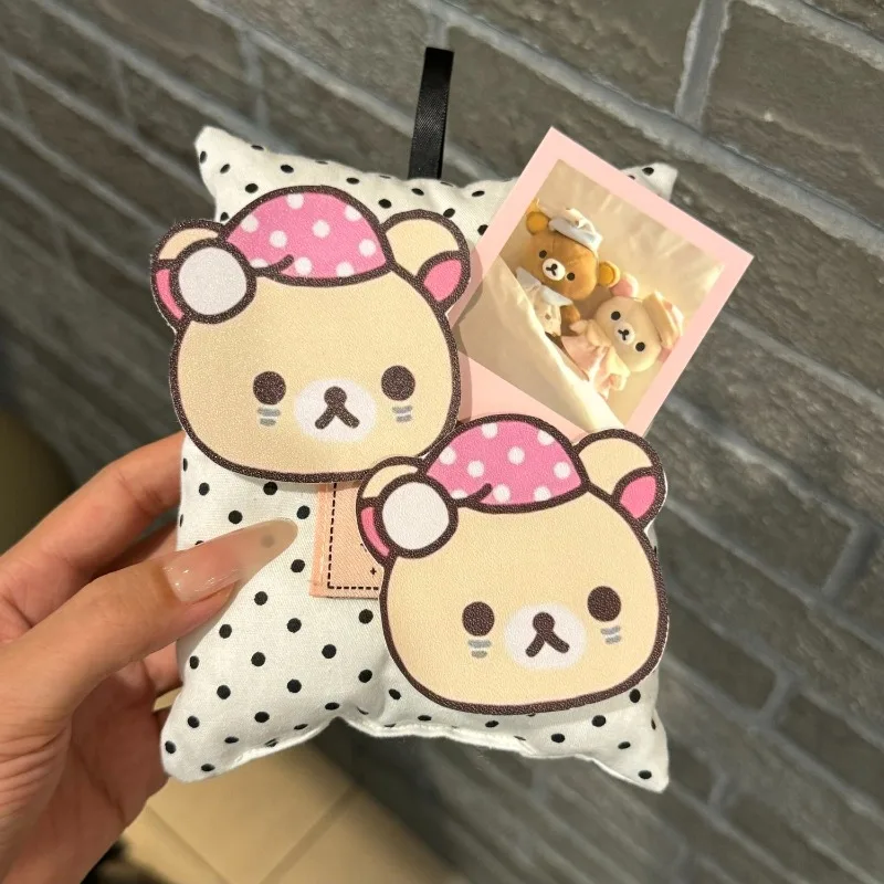 Cute Rilakkuma sleeping cap bangs stickers broken hair stickers Velcro stickers seamless hair accessories decoration view 3