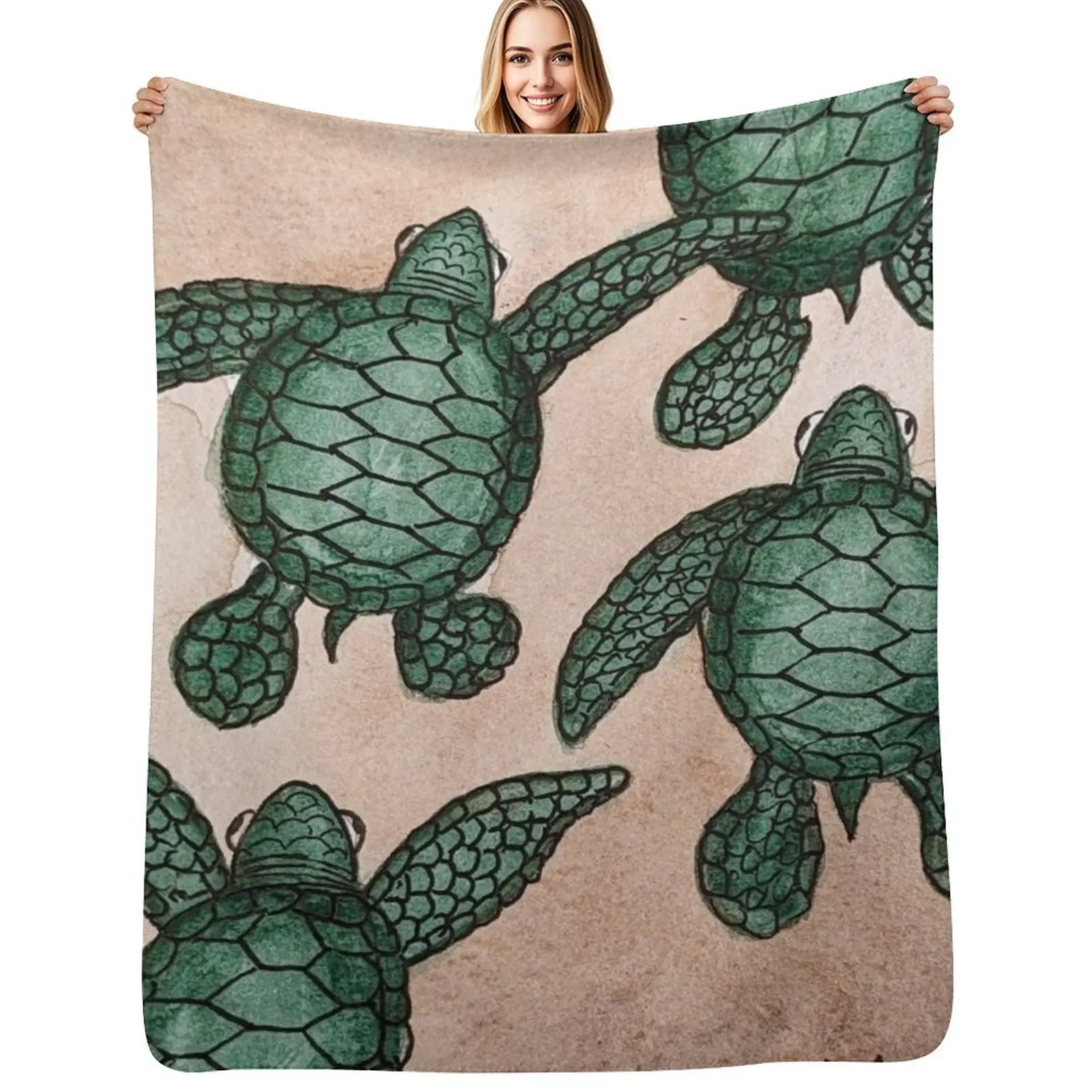 Baby sea turtles head to the ocean Throw Blanket Air Conditioner Soft Blanket for Office Home