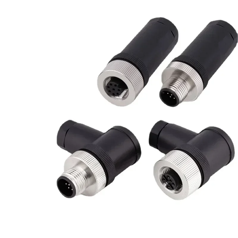 M12 sensor connector waterproof male&female plug screw threaded coupling 3 4 5 8 Pin A type sensor connectors