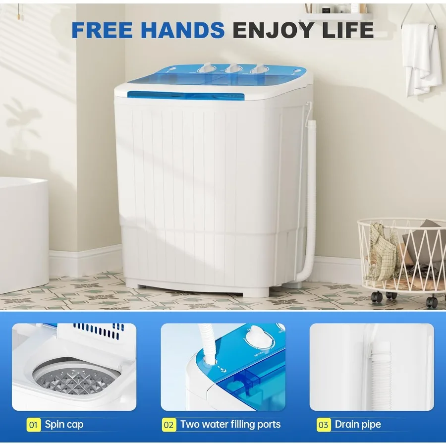 Compact Portable Washing Machine 17.6lbs with Spin Dryer Function for Camping Apartments Dorms College Rooms RV Living and Deli