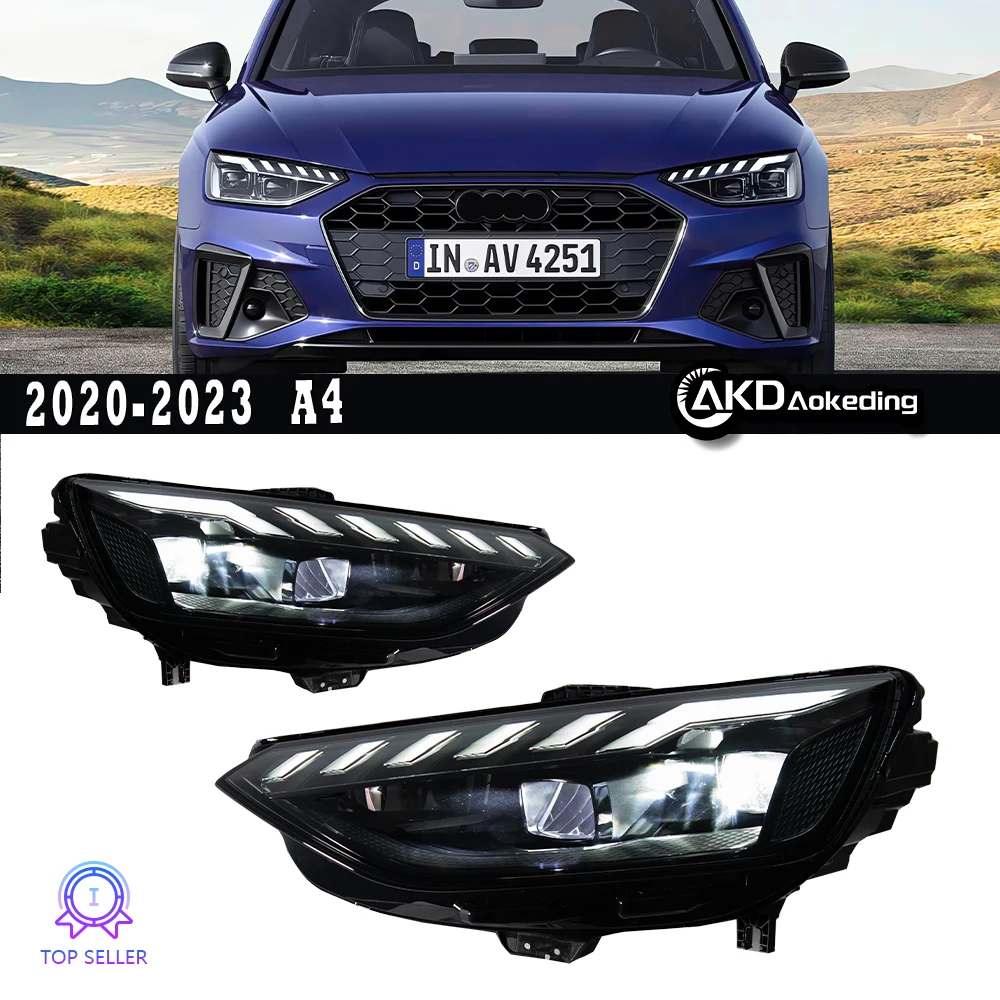 

Автомобильные фары для Audi A4 2020-2023 RS5: Светодиодные ДХО, двойные линзы, HID, с функцией поворотников. Аксессуары для авто.