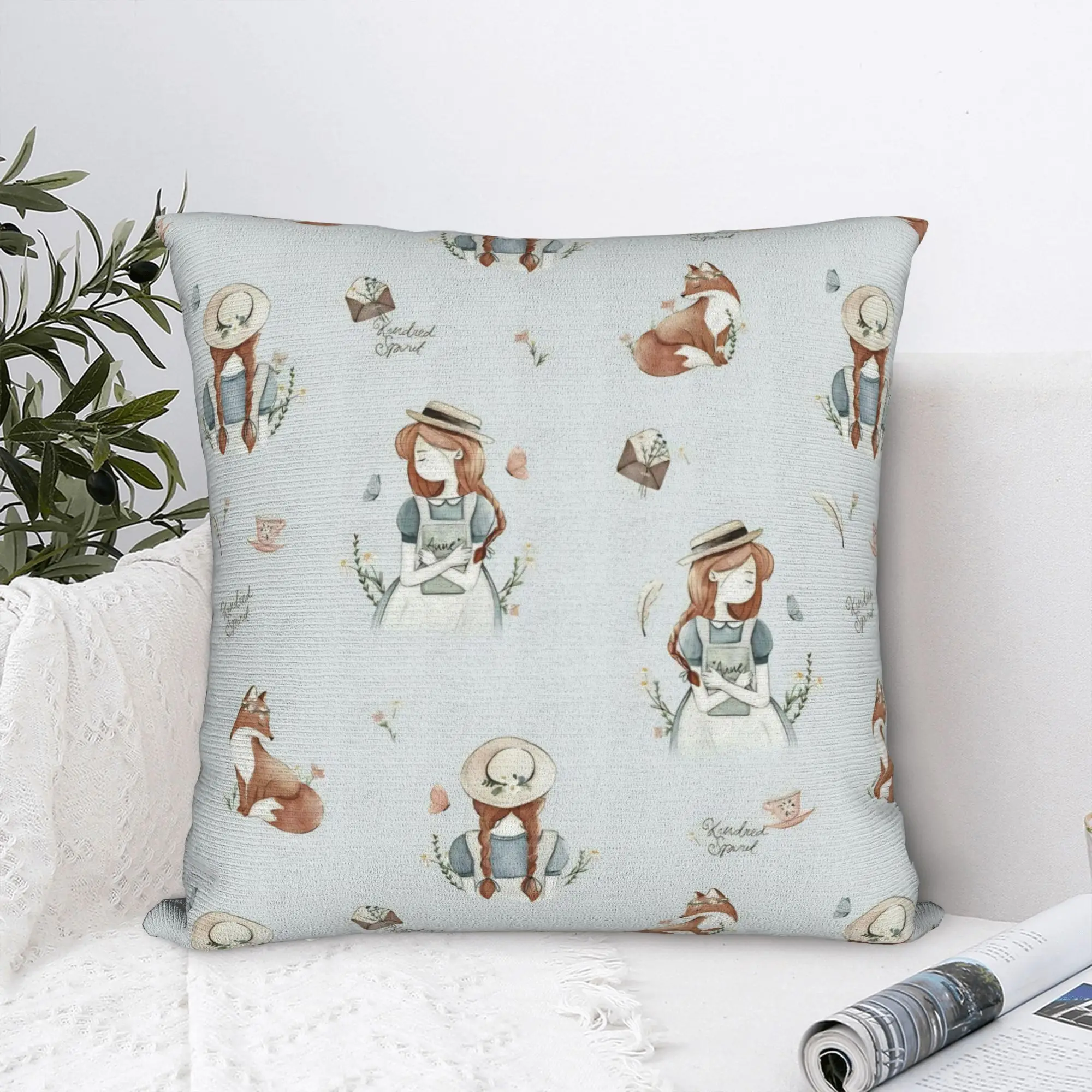 Printing Green Gables Cartoon Anne Pillowcase Polyester Cushion Cover Decoration Book Lover Quote Throw Pillow Case Cover Zipper