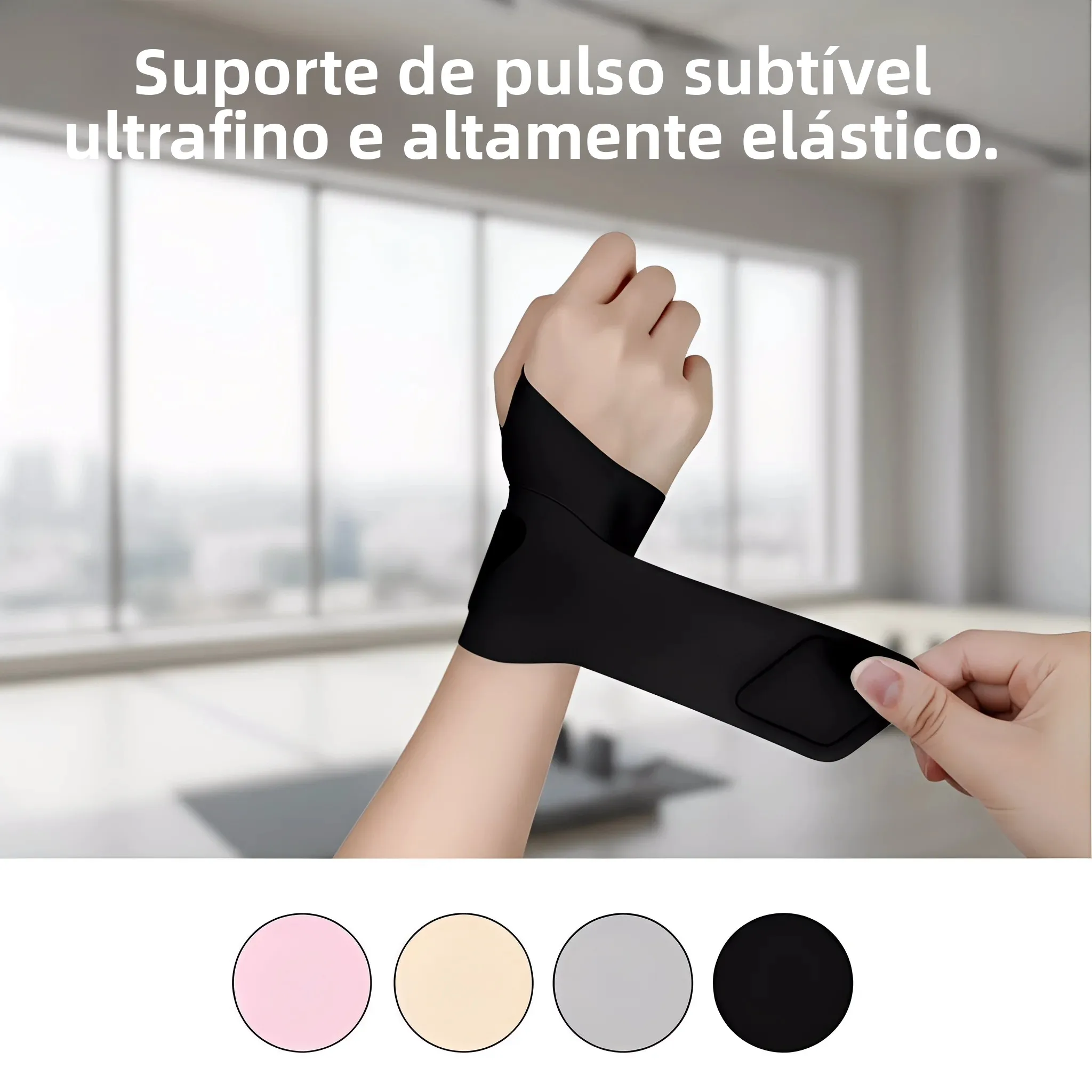 Faixa de Suporte para Punho Ultrafina de Spandex com Fecho de Velcro para Entorse e Tendinite, Ideal para Fitness e Esportes