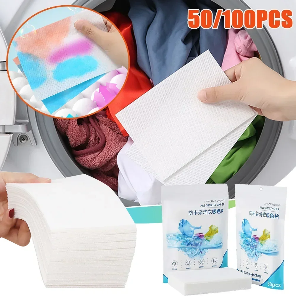 50/100PCS Laundry Tablets Laundry Paper Anti-Staining Clothes Sheets Anti-String Mixing Color Absorption Washing Accessories