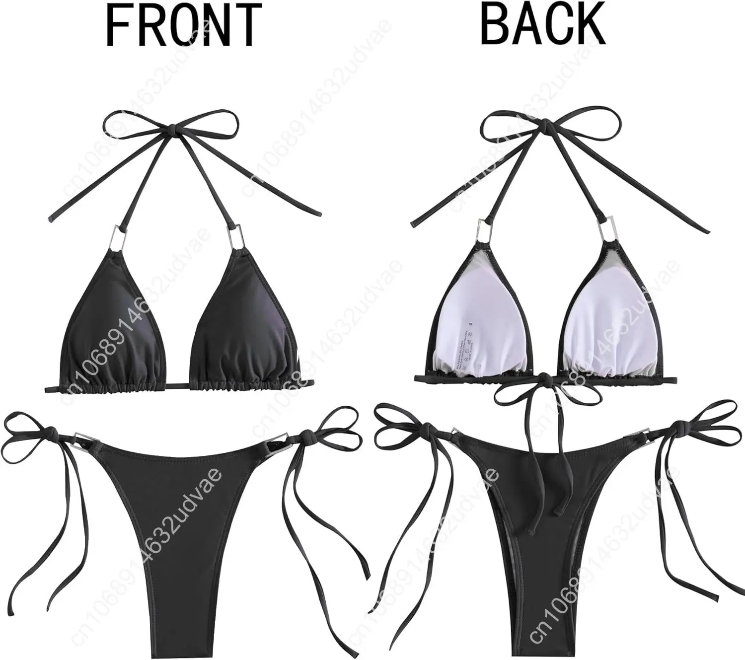 Thong Bikini Set Women Halter String Bikini Cheeky Sexy Two Piece Swimsuit Adjustable Bathing Suit Swimwear