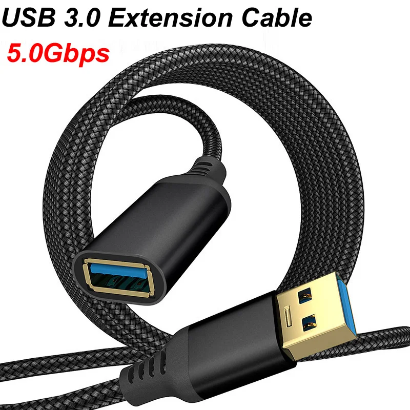 1/2/3M Nylon Braided USB 3.0 Male-To-Female High-Speed Extender Transmission Data Cable Computer Camera Printer Extension 5 Gbps