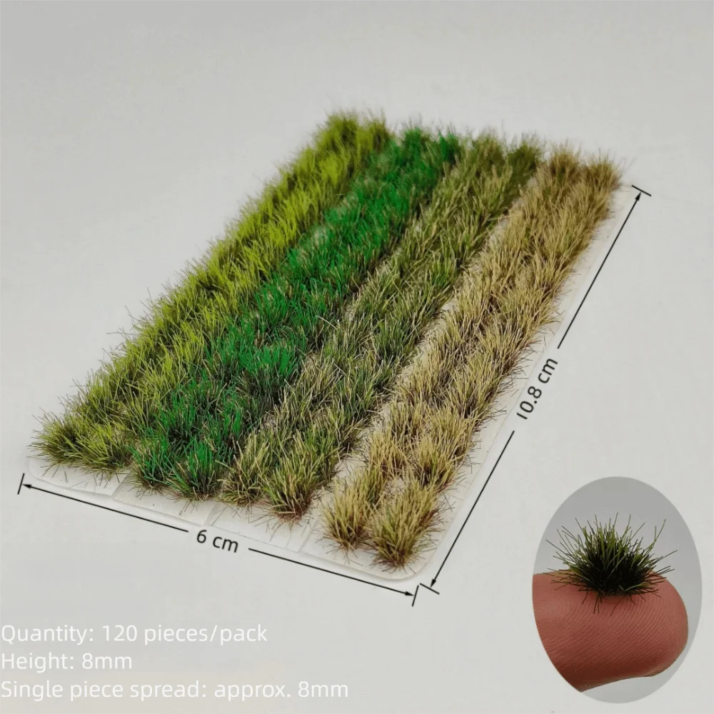 120PCS Multicolor Grass Tufts 8mm Height Self-Adhesive Miniature Flower Grass Model Sand Table Layout Scenery Model