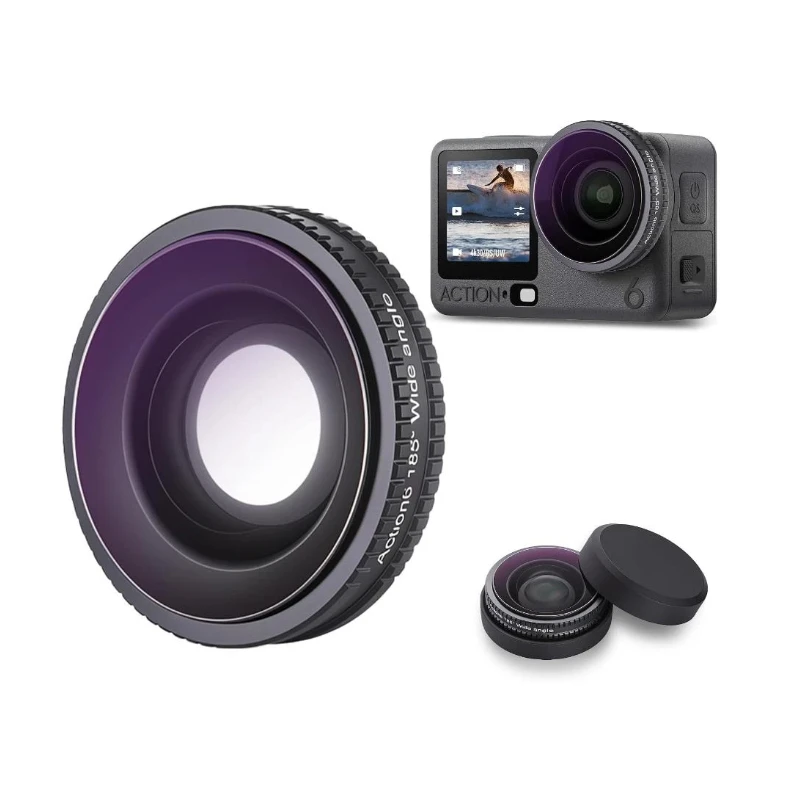 Walking Way for DJI Osmo Action 6 FOV Boost Lens 185° Wide Angle Lens Multi-Coated HD Optical Glass Action Camera Accessories