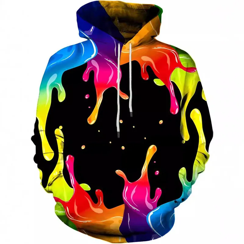 Colorful Watercolor Ink 3D Print Hoodies Men Oversized Hooded Sweatshirts Harajuku Tracksuits Pullover Y2k Top Coat Kid Clothing