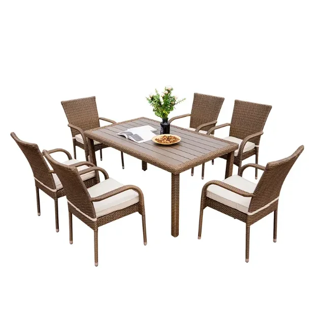 For Customized PE Rattan Set Outdoor Furniture Garden Balcony Dining Table And Chair