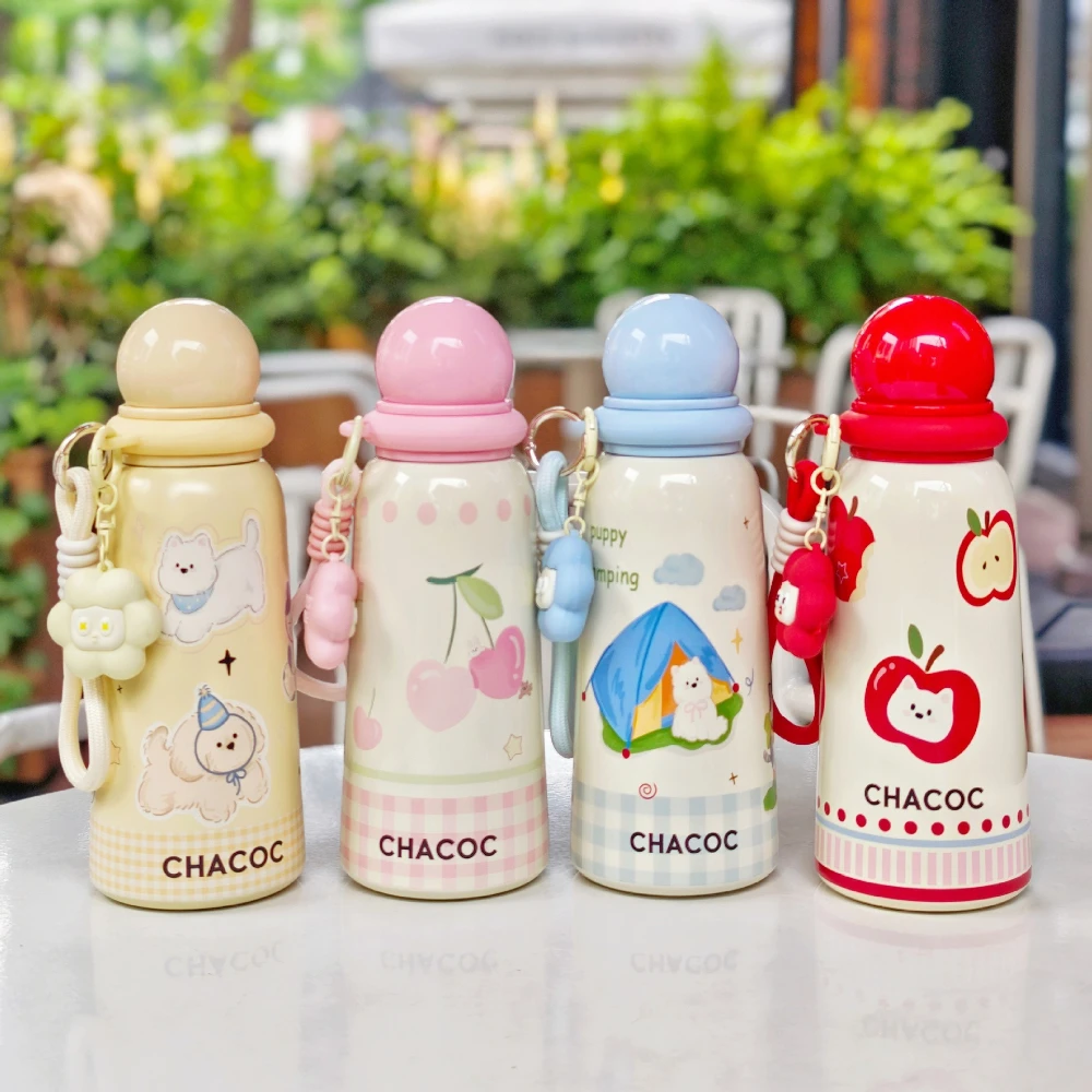 Botella Termo de moda de 400ml para mujer, taza de agua aislada de acero inoxidable, botellas de agua deportivas, taza de café al vacío fría y caliente