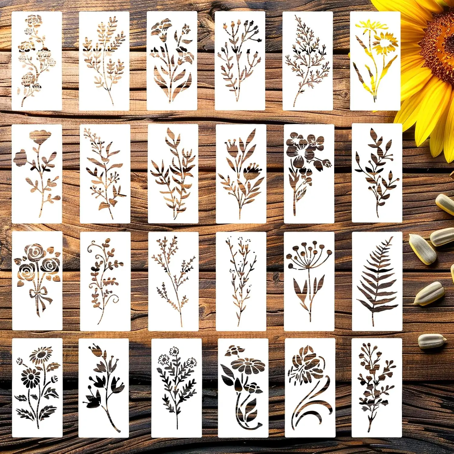 24 sztuk/zestaw szablony Wildflower profesjonalne szablony do malowania ciała wielokrotnego użytku dla dorosłych dzieci szablony na imprezy narzędzia do makijażu