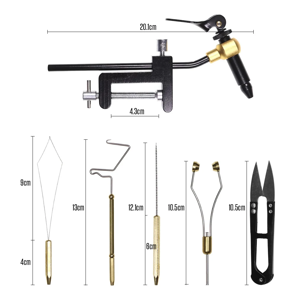 6 adet/5 adet Fly Bağlama Araçları Combo Kiti Fly Bağlama Mengene Bobin Tutucu Geçirici İğne Kırbaç Sonlandırıcı Makas Sazan Balıkçılık Araçları