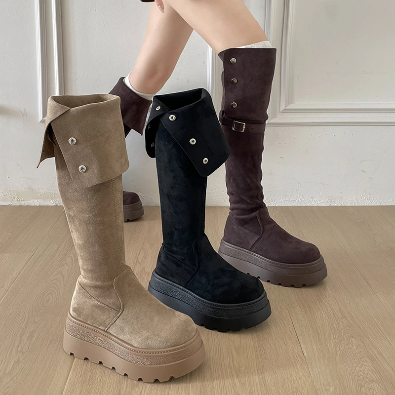 

Зимние женские сапоги выше колена на массивном каблуке, уличный стиль, вечерние стриптизерши на толстой подошве, женские шелковые длинные ботильоны