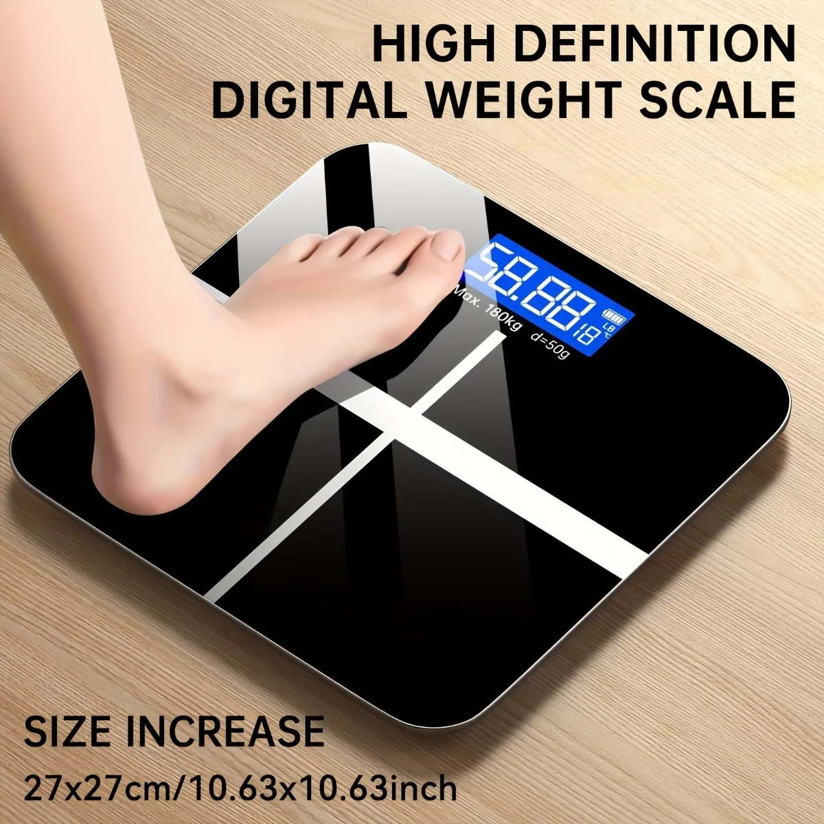 

Цифровые весы для ванной комнаты с ЖК-дисплеем и температурой тела, высокоточные весы 396 фунтов с функцией тары