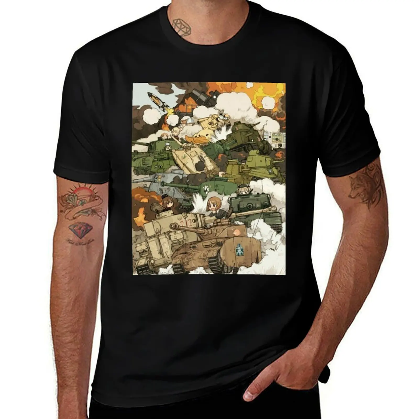 Girls und panzer T-Shirt Holiday Casual Short Sleeve Top T-Shirt