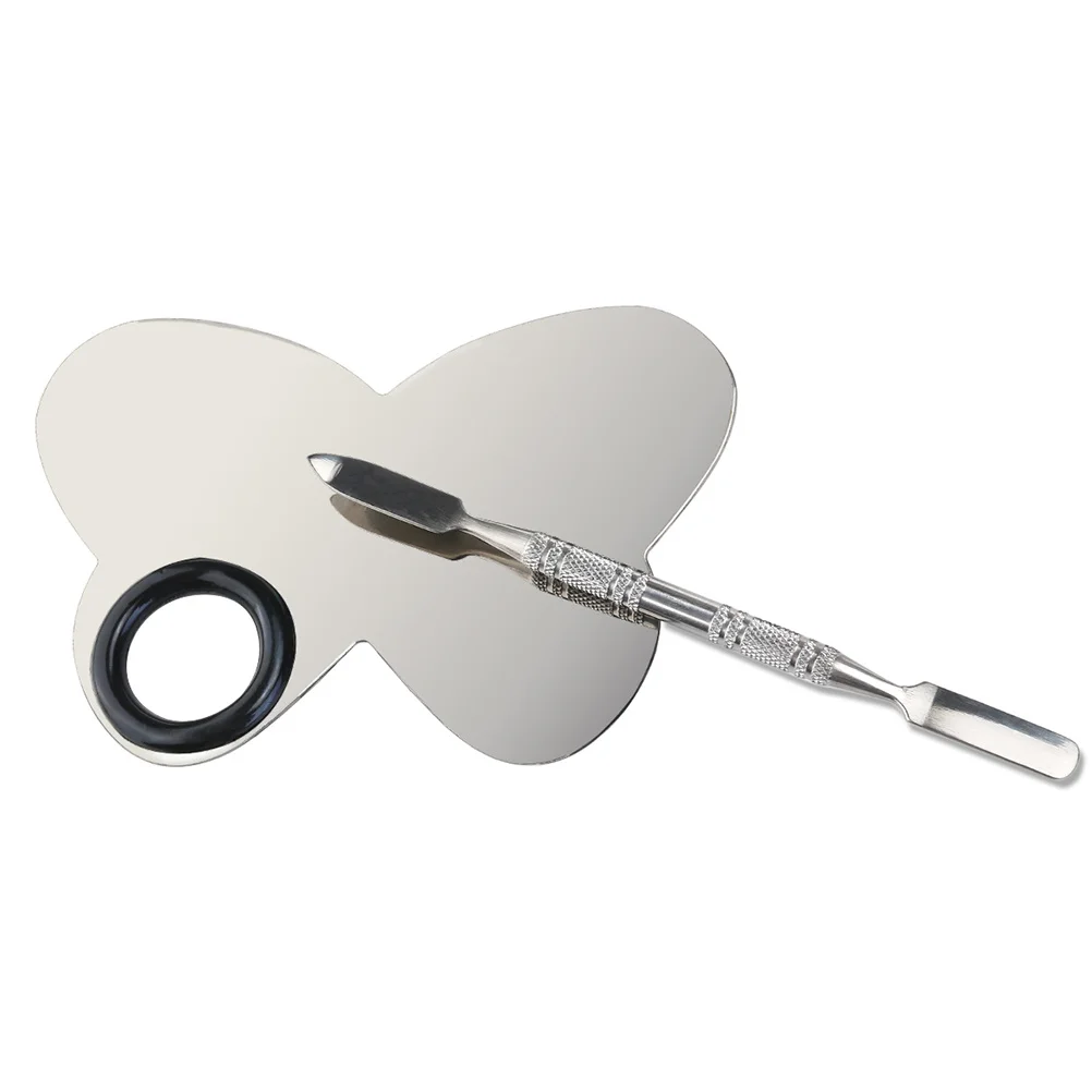 

2Pcs Stainless Steel Nail Art Palette Smooth Professional Texture Easy Clean Stylish Fashionable Mixing Foundations Lipstick