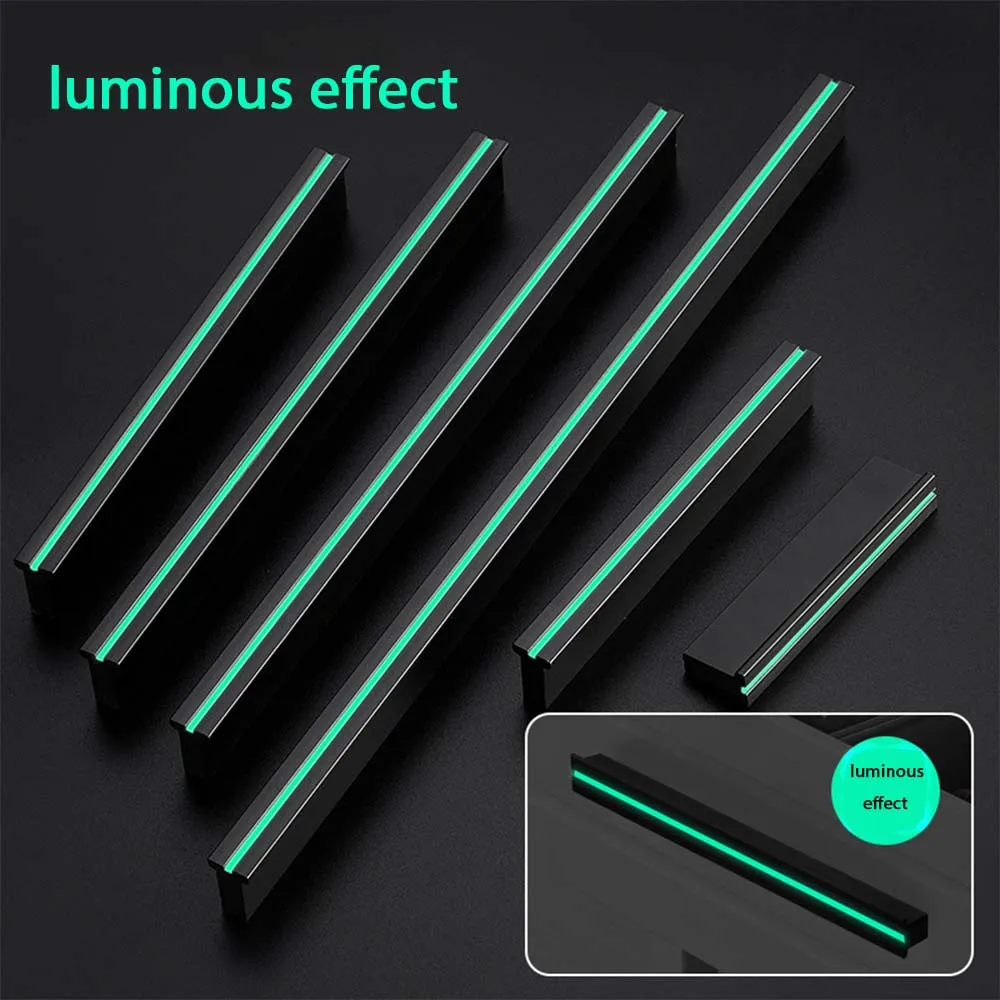 

Luminous T-shaped Extended Cabinet Handle Modern Simple High-end Black Shoe Cabinet Drawer Wardrobe Door Handle Long Strip Knobs