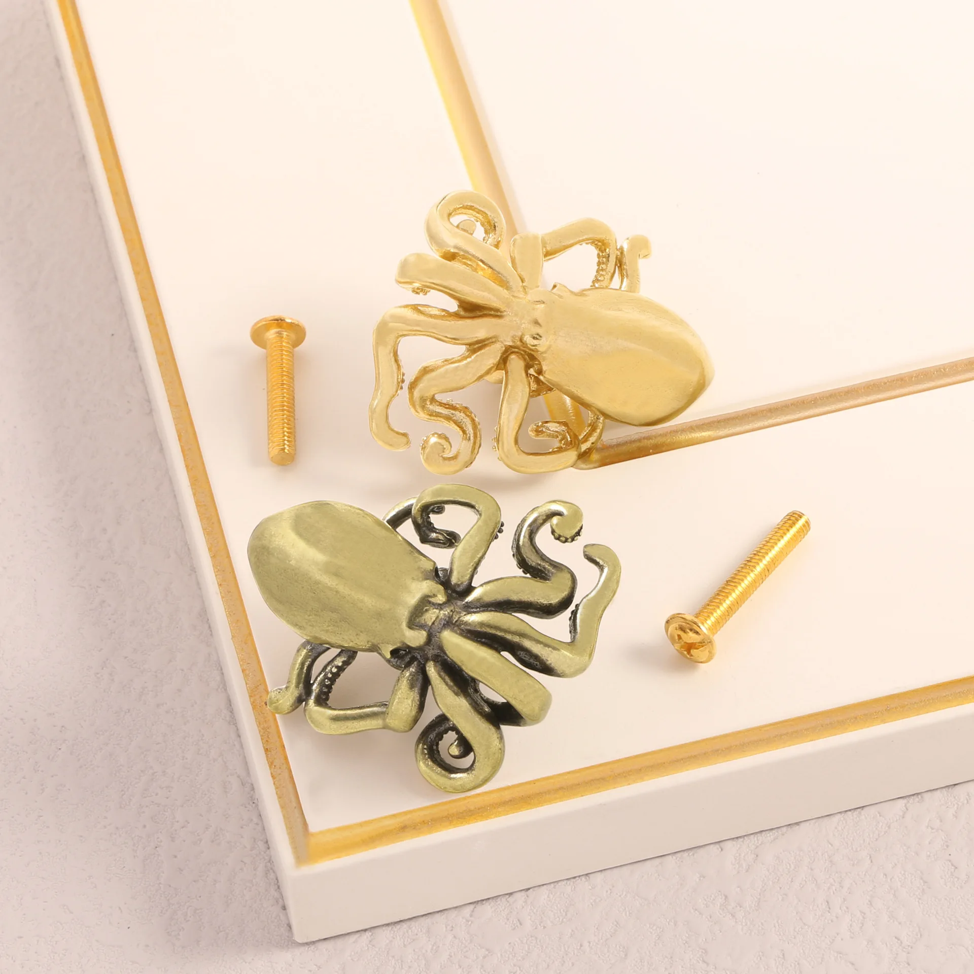 

Solid Brass Octopus Squid Door Pulls – Ocean Nautical Home Decor Cabinet Pulls Handle Knobs Decorative Drawers DIY