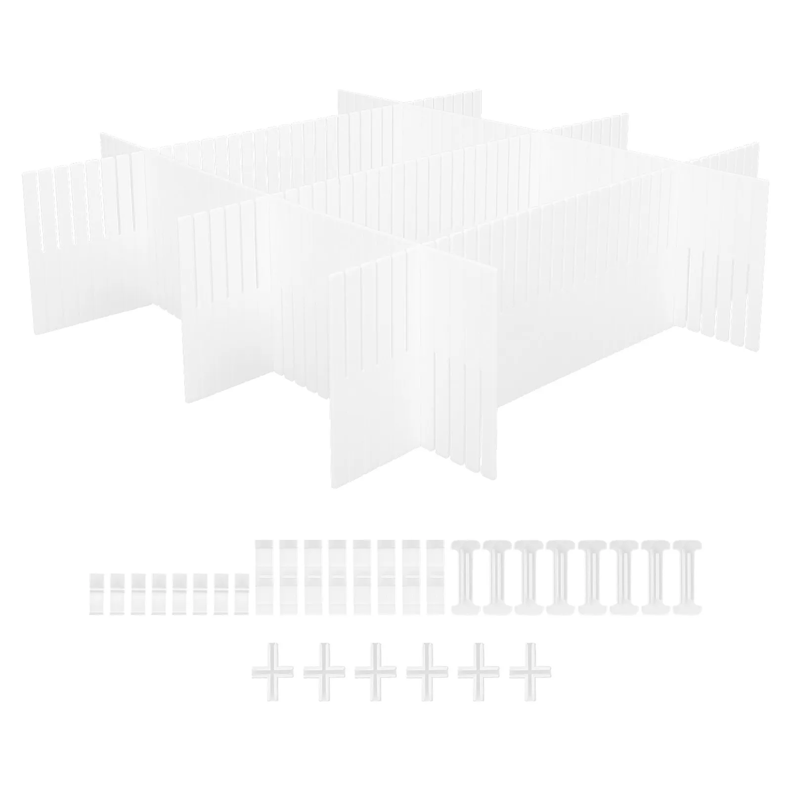 35Pcs Plastic Drawer Dividers Adjustable Modular Organizer Separator for Kitchen Bedroom Office Desk Socks Underwear Storage
