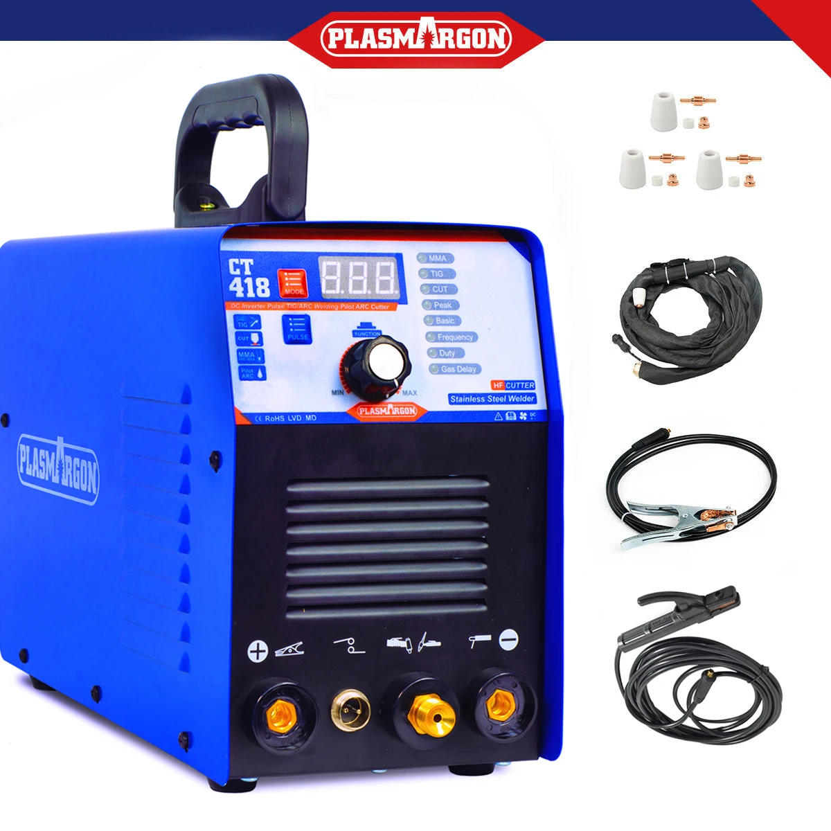 

CT418 IGBT Plasma Cutter 3 in 1 CUT/TIG/MMA Stick Welding Machine Metal 40A CUT 160A MMA 180A TIG Digital Display Pulse