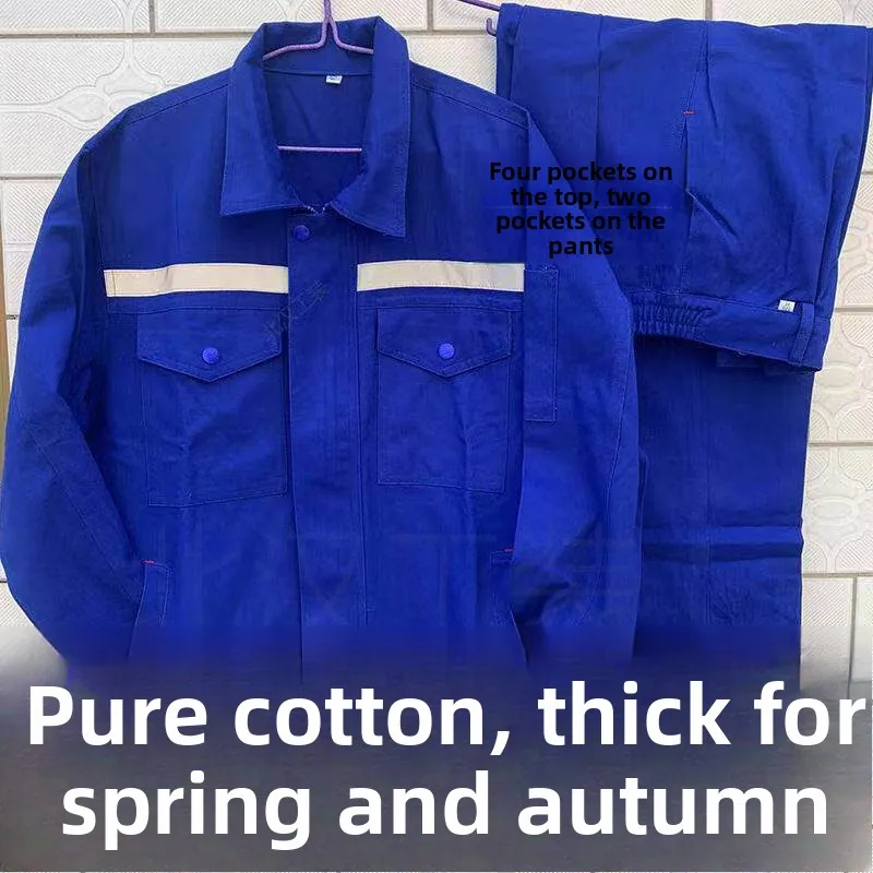 

Thiened Pure Cotton Work orm Set W Protective Clothing Spring Autumn Sle Anti-Scalding Thi Workwear