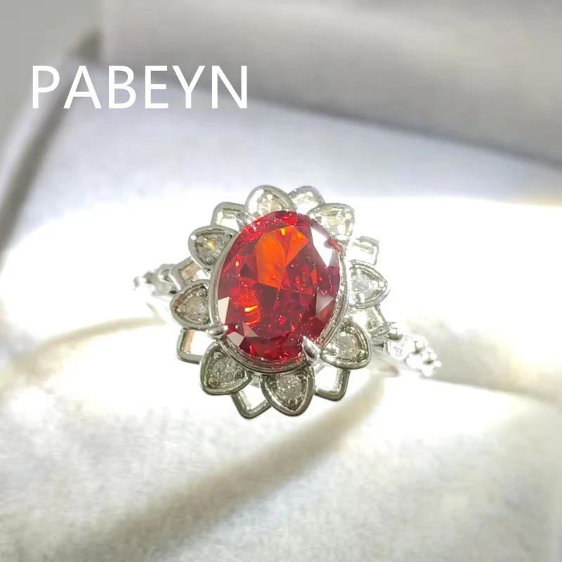 925 Sterling Silver Ice Flower Cut Crystal Zircon Chrysanthemum Flower Ring Fashionable and Elegant Women's Jewelry