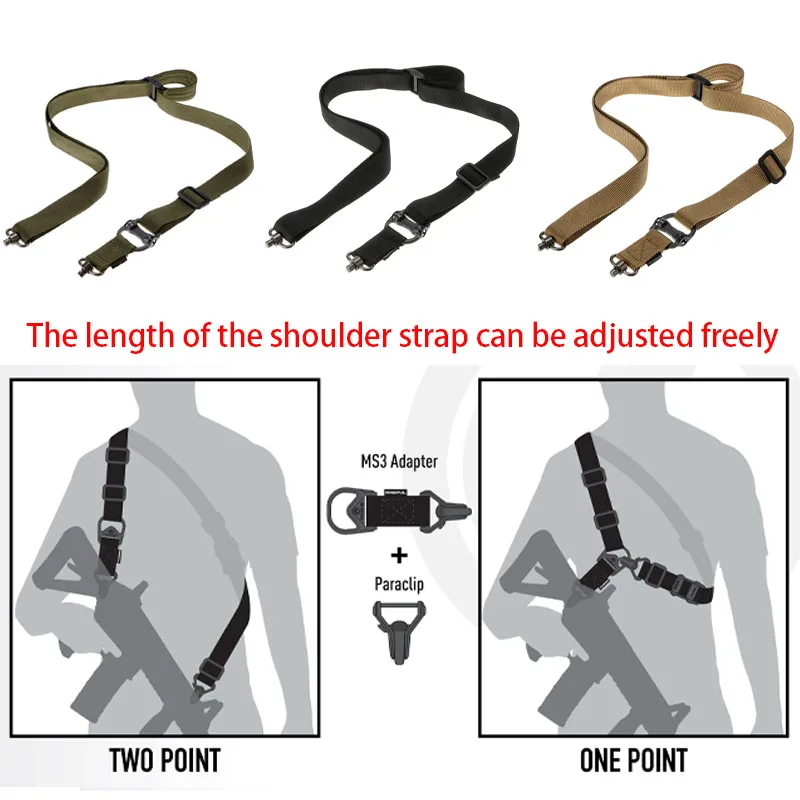 Taktis MS3 Gun QD 2 titik Sling Mount tali senjata keselamatan mudah dilepas senapan putar MS4 pelat dapat disesuaikan berburu HK416 AK47