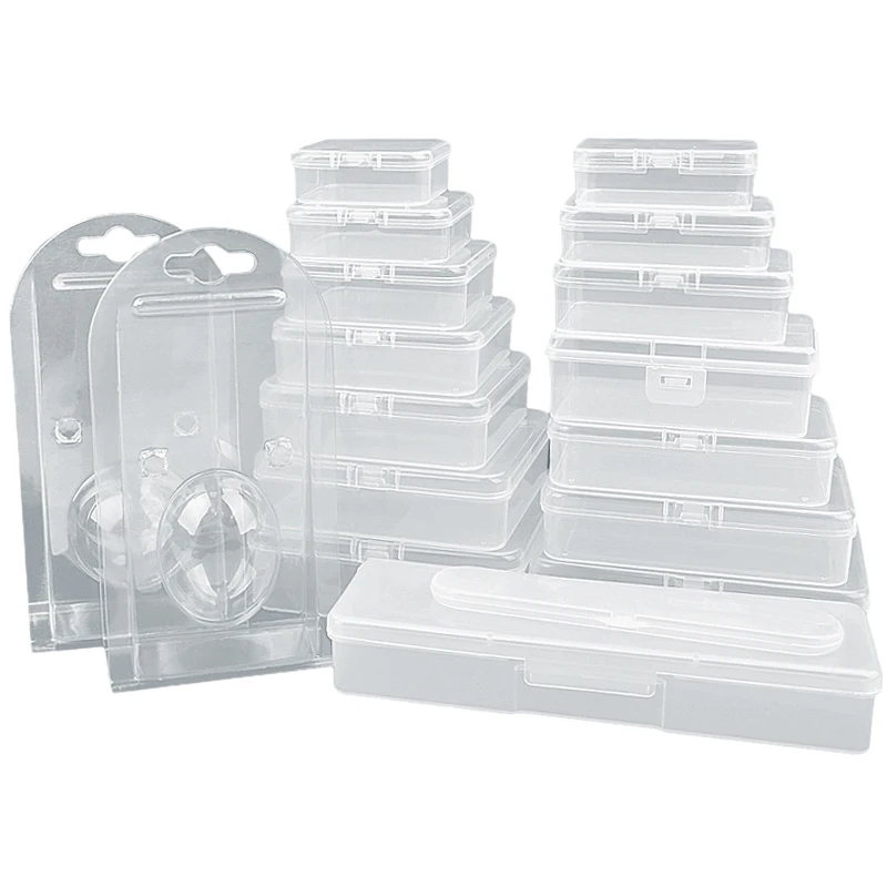 PP Transparent Box Rectangular Flip Storage Box Square Packaging Case Round Blister Box Accessories Organizing Product Packag